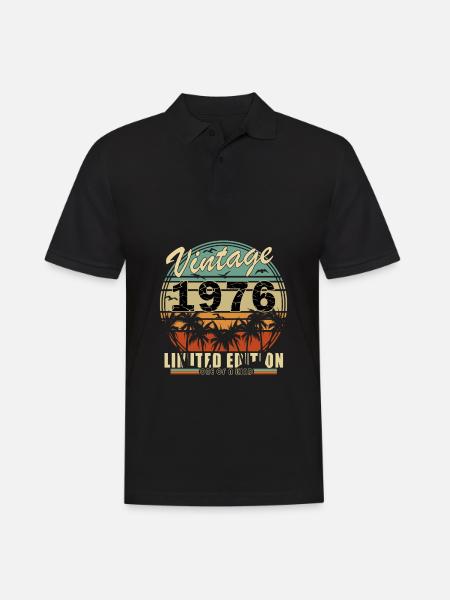 1976 Jahrgang Vintage Geburtstag Geschenk - Männer Poloshirt - Schwarz