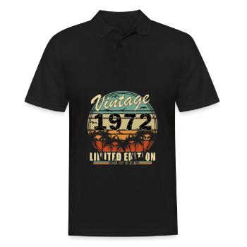Baujahr 1972 - Jahrgang 1972 - Männer Poloshirt - Schwarz - Vorne - Kai (181cm)