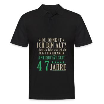 Antiquität 47 Jahre alt - 47. Geburtstag Spruch - Männer Poloshirt - Schwarz - Vorne - Kai (181cm)