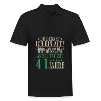 Antiquität 41 Jahre alt - 41. Geburtstag Spruch - Männer Poloshirt - Schwarz - Vorne - Kai (181cm)