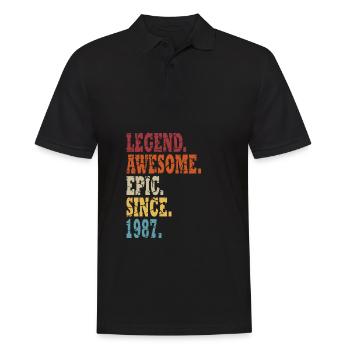 Légende depuis 1987 Né en 1987 - 37e anniversaire - Polo Homme - noir - Devant - Kai (181cm)