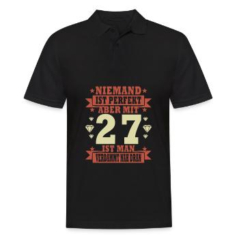 Niemand ist perfekt. Aber mit 27 ist man nah dran. - Männer Poloshirt - Schwarz - Vorne - Kai (181cm)