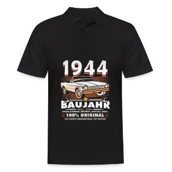 80. Geburtstag Oldtimer Modell 1944 80 Jahre - Männer Poloshirt - Schwarz - Vorne - Kai (181cm)