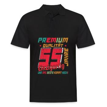 55 Jahre fünfundfünfzig Geburtstagsgeschenk 55. - Männer Poloshirt - Schwarz - Vorne - Kai (181cm)