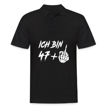 48. Geburtstag 47 + Mittelfinger 48 Jahre - Männer Poloshirt - Schwarz - Vorne - Kai (181cm)