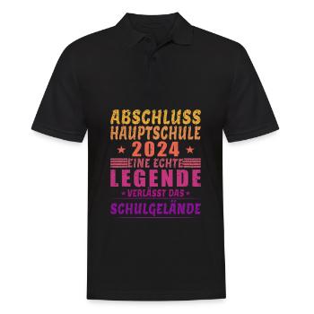Abschluss Hauptschule 2024 - Legende Schulgelände - Männer Poloshirt - Schwarz - Vorne - Kai (181cm)