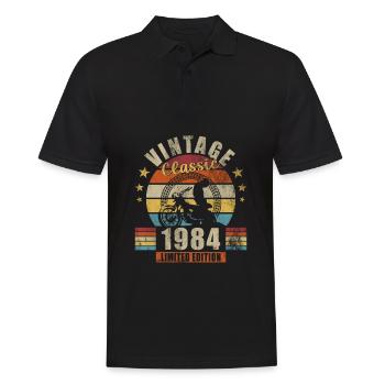 Vintage moto 1984 rétro cadeau d’anniversaire - Polo Homme - noir - Devant - Kai (181cm)