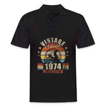 1974 50 Année d’anniversaire 1974 Cinquante 50 ans - Polo Homme - noir - Devant - Kai (181cm)