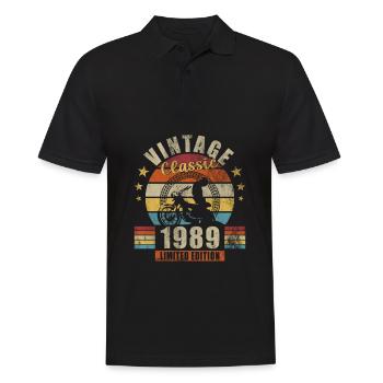 1989 Jahrgang Geburtstag Biker Motorrad Geschenk - Männer Poloshirt - Schwarz - Vorne - Kai (181cm)