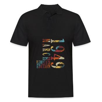 Mars 1949 Anniversaire 1949 Rétro 1949 Mars - Polo Homme - noir - Devant - Kai (181cm)