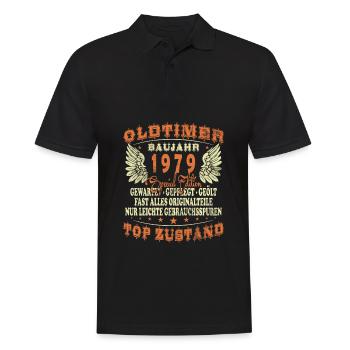 Oldtimer Baujahr 1979 Geboren Jahrgang 1979 - Männer Poloshirt - Schwarz - Vorne - Kai (181cm)