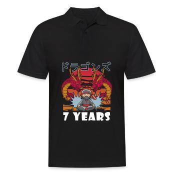 Retro Sieben 7 Jahre 7 . Geburtstag Ninja Sterne - Männer Poloshirt - Schwarz - Vorne - Kai (181cm)