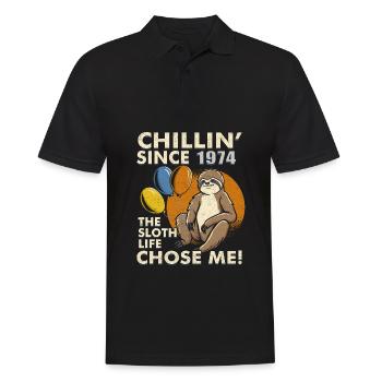 Sloth Birthday 1974 Born 1974 - Men's Polo Shirt - black - Front - Kai (181cm)