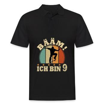 Ich bin schon 9 | 9. Geburtstag Jungen Skateboard - Männer Poloshirt - Schwarz - Vorne - Kai (181cm)
