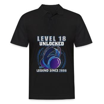 Level 18 Unlocked 2006, Birthday Gift - Men's Polo Shirt - black - Front - Kai (181cm)