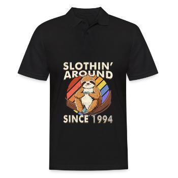 1994 anniversaire Vintage paresseux cadeau - Polo Homme - noir - Devant - Kai (181cm)