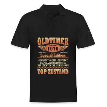 Oldtimer 1979 Jahrgang geboren Geburtstag Geschenk - Männer Poloshirt - Schwarz - Vorne - Kai (181cm)