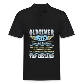 Oldtimer Baujahr 1979 45 Jahre Jubiläum - Männer Poloshirt - Schwarz - Vorne - Kai (181cm)