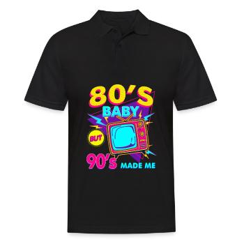 80s bébé 90s m’a fait 80s bébé 90s m’a fait - Polo Homme - noir - Devant - Kai (181cm)