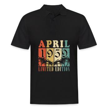 April 1959 Geburtstag April 1959 Retro - Männer Poloshirt - Schwarz - Vorne - Kai (181cm)