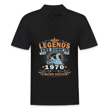 Moto vintage des années 1970 Cadeau d’anniversaire rétro - Polo Homme - noir - Devant - Kai (181cm)