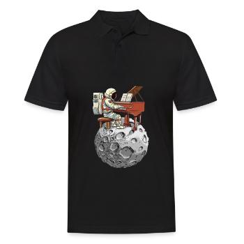 Astronaute Femme Astronaute Piano à queue Lune - Polo Homme - noir - Devant - Kai (181cm)
