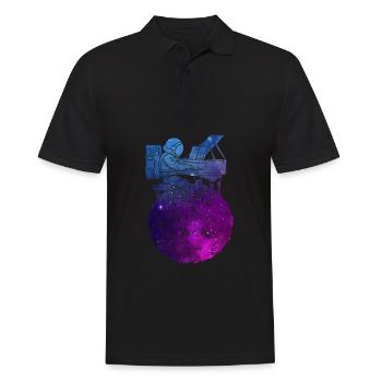 Astronaut playing piano in space moon - Men's Polo Shirt - black - Front - Kai (181cm)
