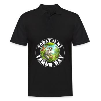 Aujourd’hui, c’est mon jour des lémuriens - Lemur Saying - Polo Homme - noir - Devant - Kai (181cm)