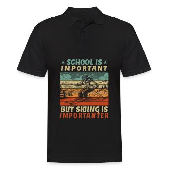 School Is Important But Skiing Lustig Schule Ski - Männer Poloshirt - Schwarz - Vorne - Kai (181cm)