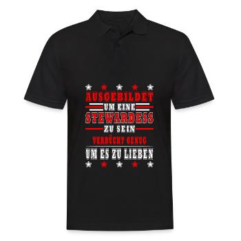Flugbegleiterin Stewardess im Urlaub / Ferien - Männer Poloshirt - Schwarz - Vorne - Kai (181cm)