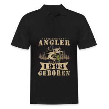 Angler 1994 Geburtstag Angeln Angelschein Geschenk - Männer Poloshirt - Schwarz - Vorne - Kai (181cm)