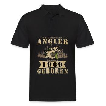 Angler 1969 Geburtstag Angeln Angelschein Geschenk - Männer Poloshirt - Schwarz - Vorne - Kai (181cm)