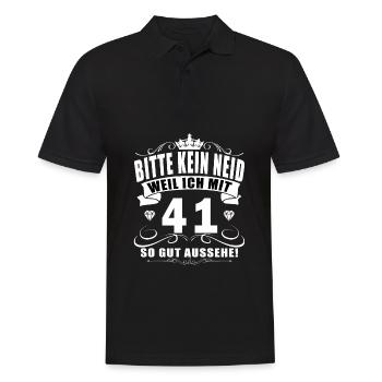 41 Geburtstag 41 Jahre 41 Lebensjahr 41 Lebenalter - Männer Poloshirt - Schwarz - Vorne - Kai (181cm)