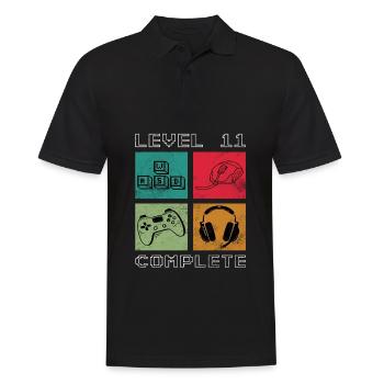 Level 11 Complete 11th Birthday Gamer Gaming - Men's Polo Shirt - black - Front - Kai (181cm)