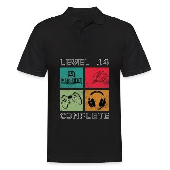Level 14 Complete 14th Birthday Gamer Gaming - Men's Polo Shirt - black - Front - Kai (181cm)