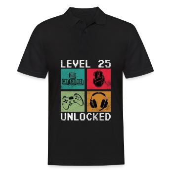 Level 25 Unlocked 25 Geburtstag - Männer Poloshirt - Schwarz - Vorne - Kai (181cm)