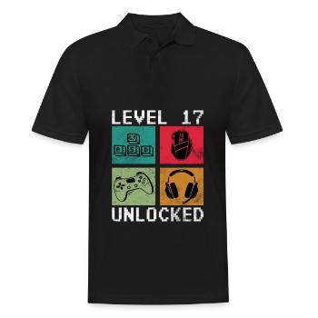 17. Geburtstag Level 17 unlocked - Männer Poloshirt - Schwarz - Vorne - Kai (181cm)