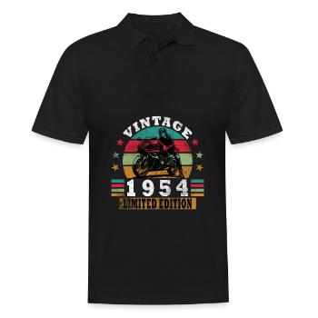 1954 Jubiläum Vintage Biker-Motorrad Jahrgang 1954 - Männer Poloshirt - Schwarz - Vorne - Kai (181cm)