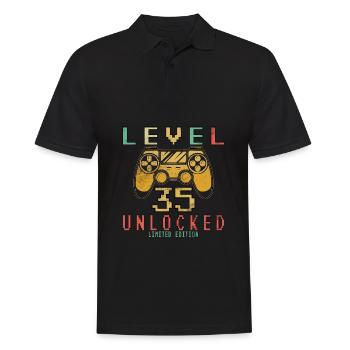 35 Geburtstag Gamer Level 35 unlocked - Männer Poloshirt - Schwarz - Vorne - Kai (181cm)