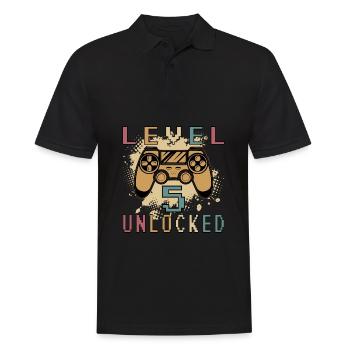Level 5 Unlocked Gamer 5 Years - Men's Polo Shirt - black - Front - Kai (181cm)