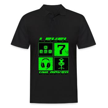 Geburtstag Gamer Level 7 Unlocked 7 Geburtstag - Männer Poloshirt - Schwarz - Vorne - Kai (181cm)