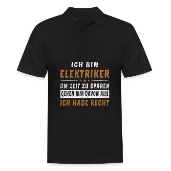 Elektriker Spruch Witzig Zeit Sparen Geschenk - Männer Poloshirt - Schwarz - Vorne - Kai (181cm)