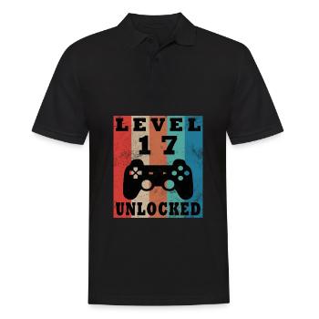 Chemise d’anniversaire débloquée de niveau 17 pour homme Gamer - Polo Homme - noir - Devant - Kai (181cm)