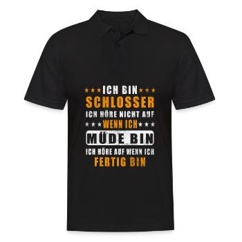 SCHLOSSER - Der Fertigsteller - Männer Poloshirt - Schwarz - Vorne - Kai (181cm)