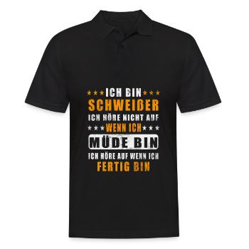 Ein Schweisser hört nicht auf wenn er müde ist - Männer Poloshirt - Schwarz - Vorne - Kai (181cm)