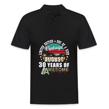 30 ans Août - 1994 Millésime 30ème anniversaire - Polo Homme - noir - Devant - Kai (181cm)