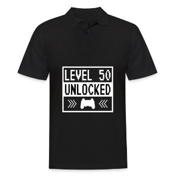 Level 50 Unlocked Gamer Gamer 50 Years - Men's Polo Shirt - black - Front - Kai (181cm)