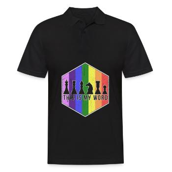 Joueur d’échecs Fierté LGBTQ Arc-en-ciel - Polo Homme - noir - Devant - Kai (181cm)