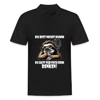 Faultier nicht dumm - Pech beim Denken - Männer Poloshirt - Schwarz - Vorne - Kai (181cm)