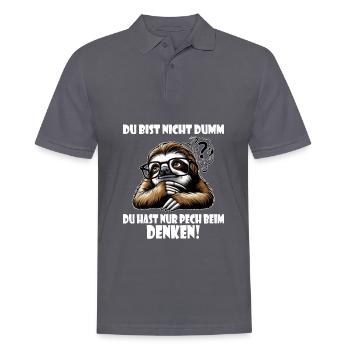 Faultier nicht dumm - Pech beim Denken - Männer Poloshirt - Anthrazit - Vorne - Nico (186cm)